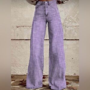 SHEIN Purple Striped Flare Pants